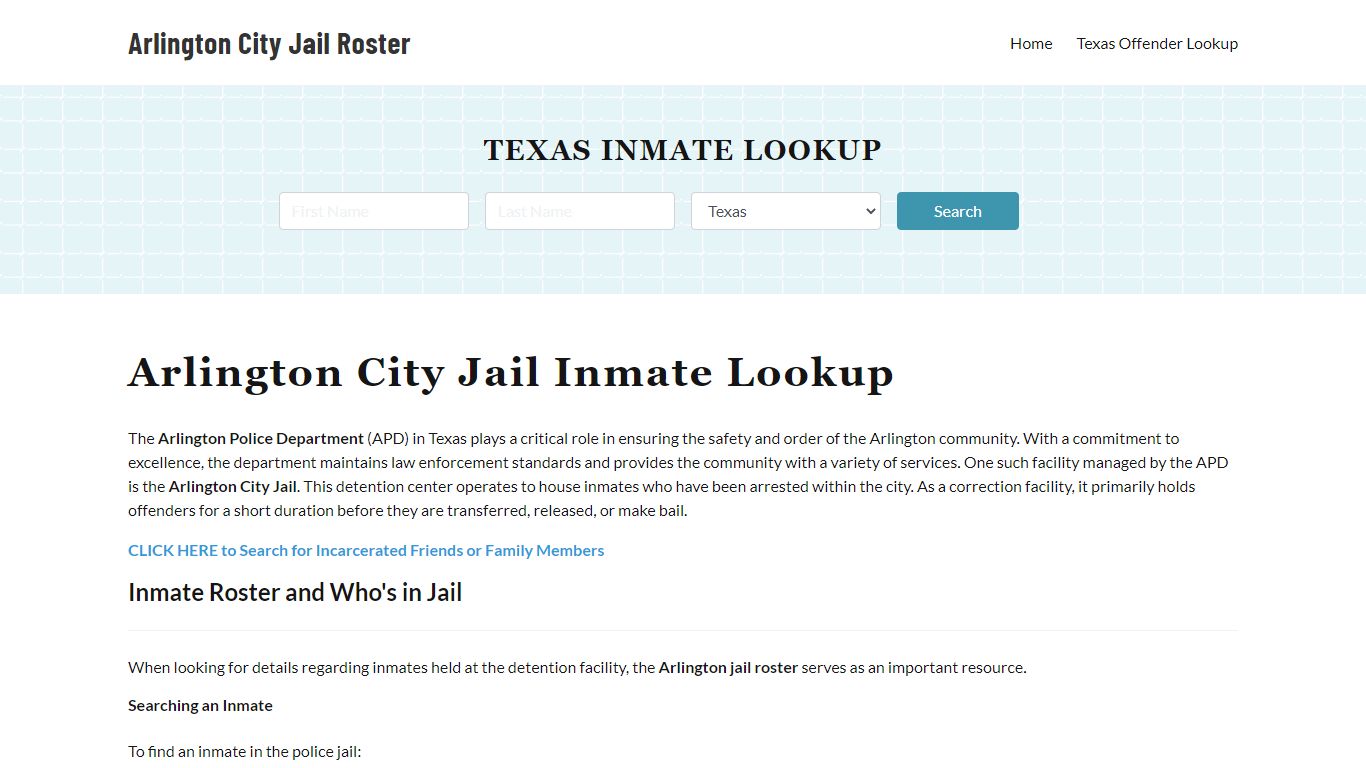 Arlington Police Department & City Jail, TX Inmate Roster, Arrests ...